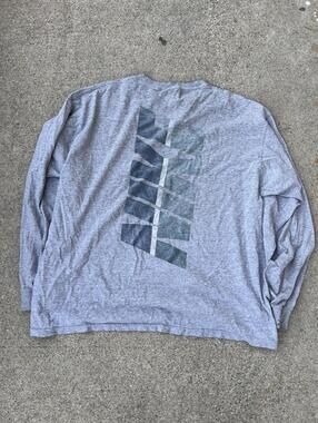 Nike Vintage 90s Y2K Gray Long Sleeve Shirt Mens XL Mini Swoosh